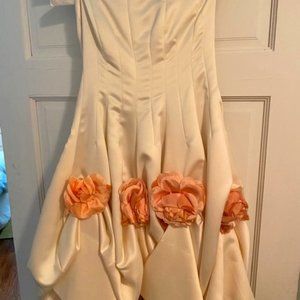 Betsey Johnson Tiered Strapless Floral Prom Dress